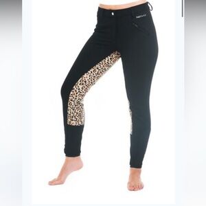 Buckwild Full Seat Black and Leopard Print Breeches